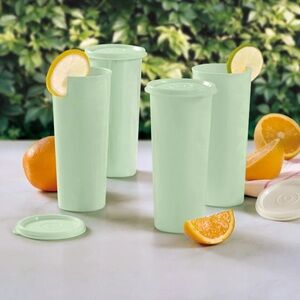 Tupperware Green set of 4 Tumbler Cups with Lids
